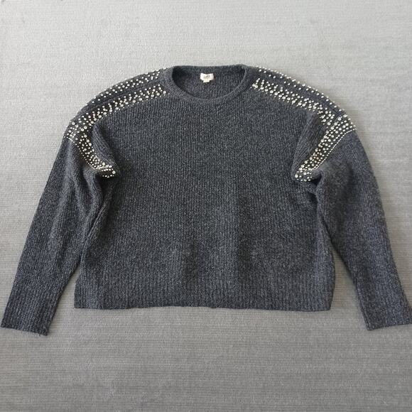 A.N.A. A New Approach Sweater Women XXL Gray Rhinestone Ribbed Knit Casual - Picture 9 of 9